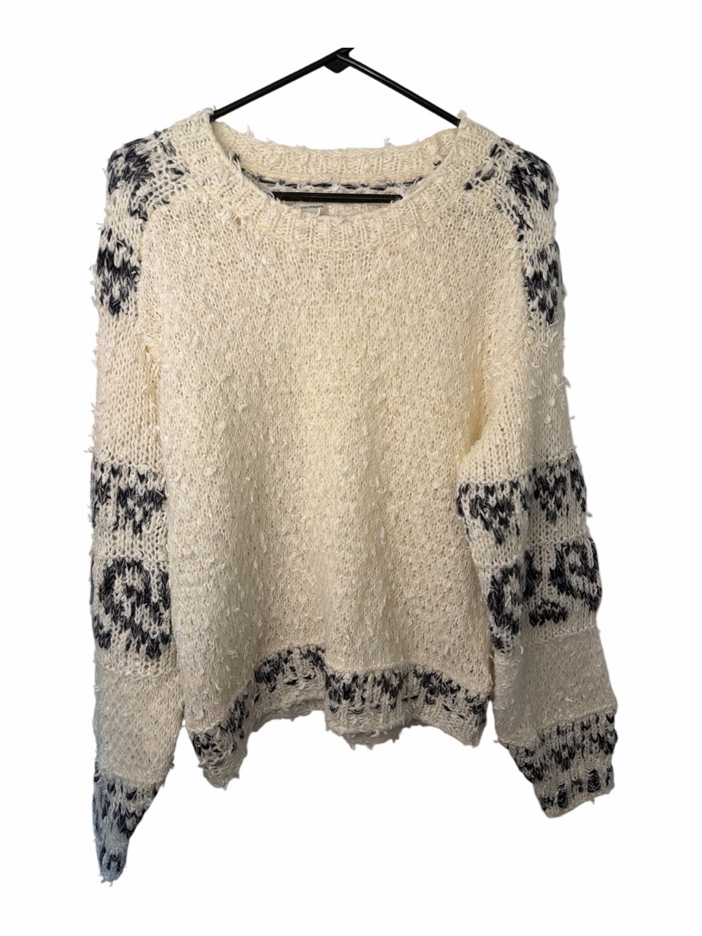 Anthropologie Pilcro Petra Feathered Oversized Cream Grey Pullover Sweater